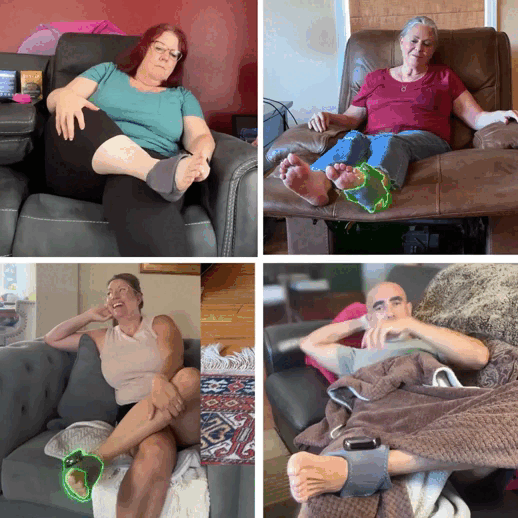 Quatro pessoas usando o NeuroPulse Pro em casa