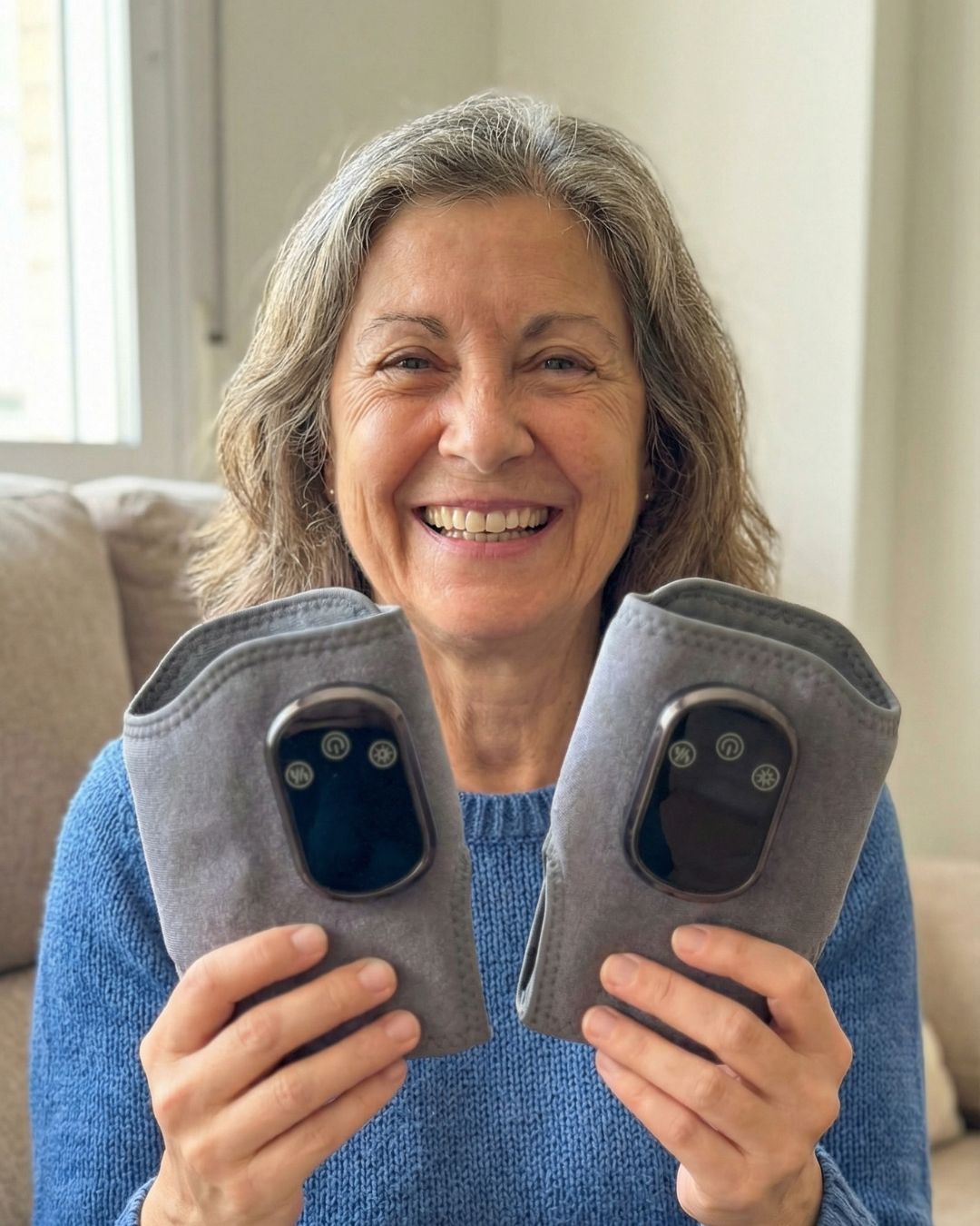 Maria Tereza segurando o NeuroPulse Pro